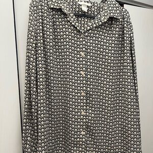 H&M Black and Cream Checkered Blouse